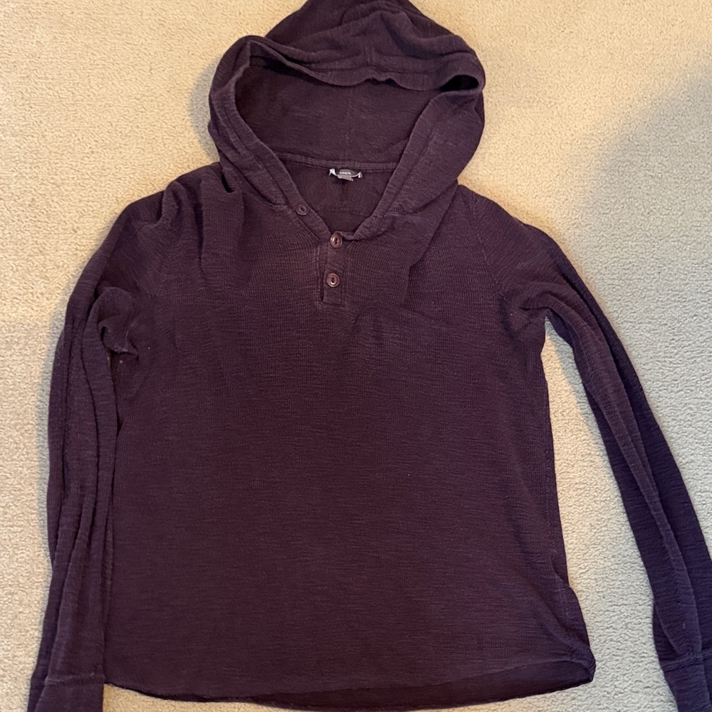 Purple Hooded Long Sleeve Top